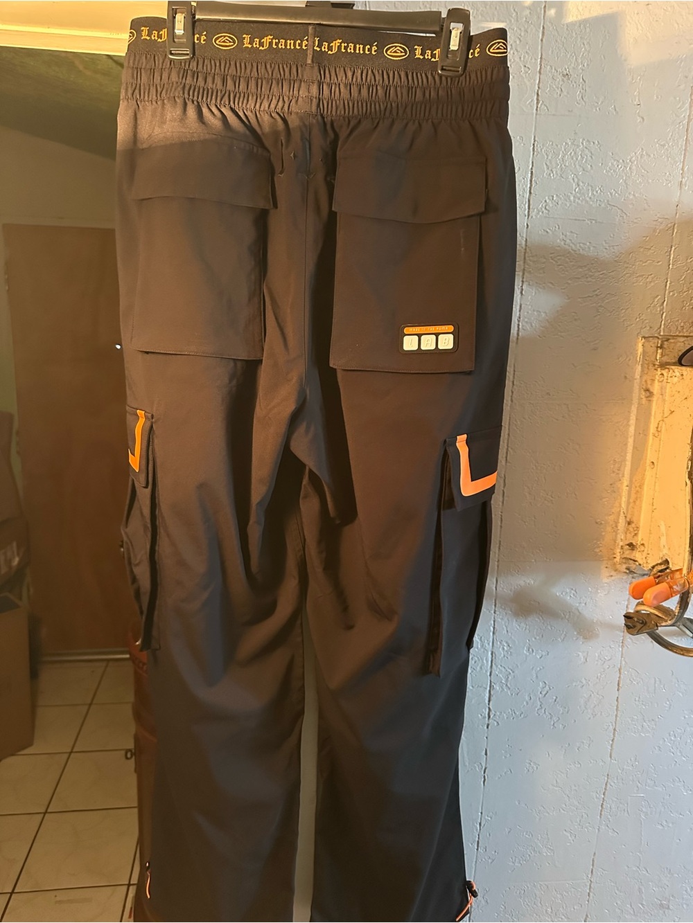 Puma Black Cargo Pants with Orange Accents